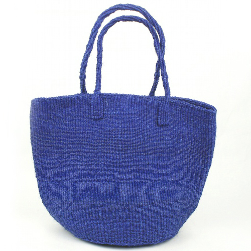サイザルバッグ共手無地10x12 ハンドル長　青