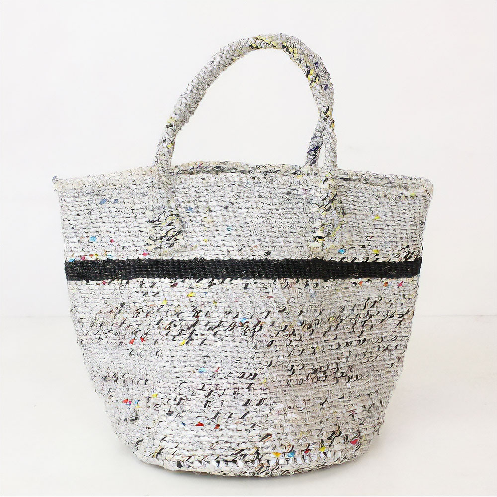 プラスチックサイザルバッグ9インチ 黒1本ボーダー