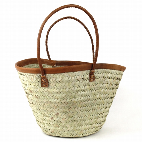 マリンディストローバッグ革縁丸革ハンドル 小