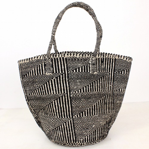 アクリルxサイザルバッグ共手10x12 フラッグ 黒