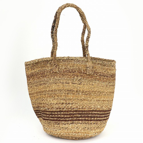 【SALE】バナナバッグ共手10x12 サイザル下ボーダー 焦げ茶 @7,000→5,000