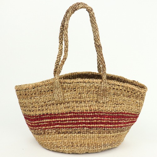 バナナバッグ12x8 細太ボーダー ハンドル長  赤