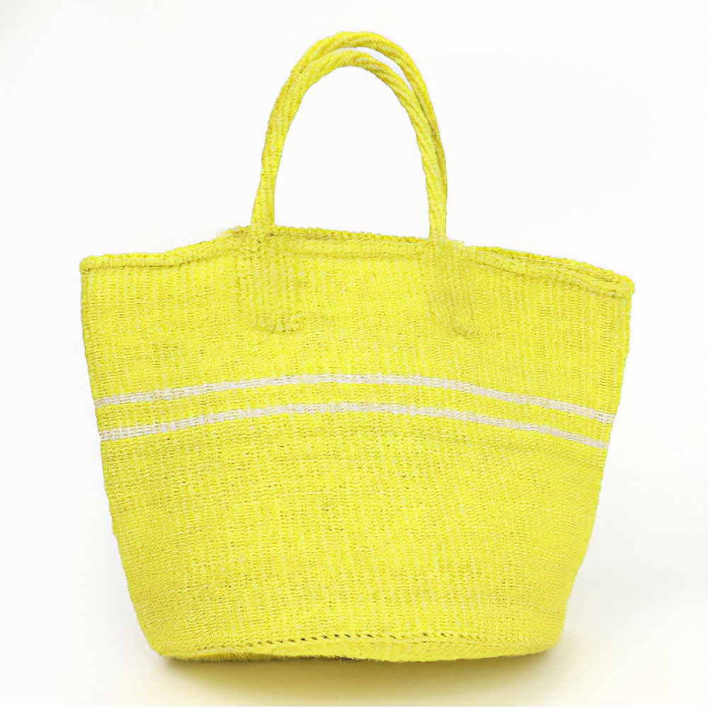 【SALE】サイザルバッグ共手2本ライン  黄 @5600→4500