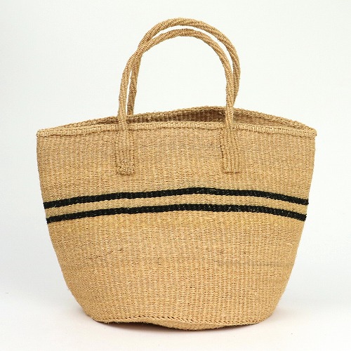 サイザルバッグ共手2本ライン クリーム