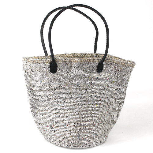 シルバーサイザル10x12 丸革ハンドル黒