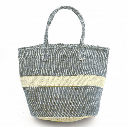 アクリルxサイザルバッグ共手 中帯 グレーx生成