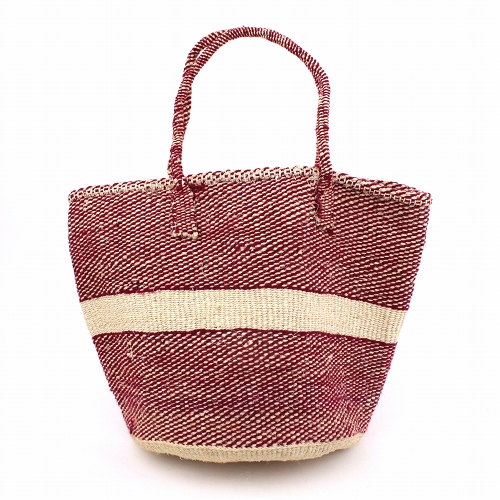 アクリルxサイザルバッグ共手 中帯 マルーンx生成