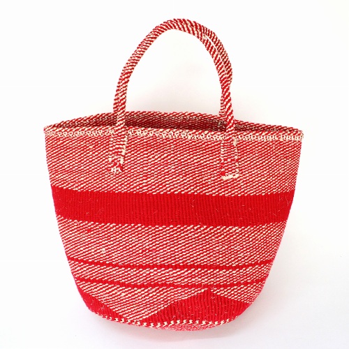 【SALE】アクリルxサイザルバッグ10インチ共手 花 赤x生成 @7200→6500