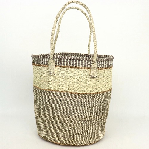 サイザルバッグ共手10x12 ミックススタンディング バナナxグレーx生成