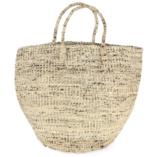 羊毛サイザルバッグ共手 特大 ジグザグ ミックスグレー