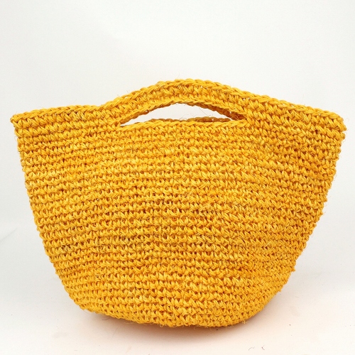 【SALE】サイザルかぎ編みバッグ 続きハンドル 9インチ オレンジ　@5300→3500円