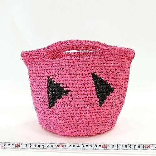 プラスチックかぎ編みバッグ9インチ　早送り　ピンクx黒 18SS一点 @5300→4240円