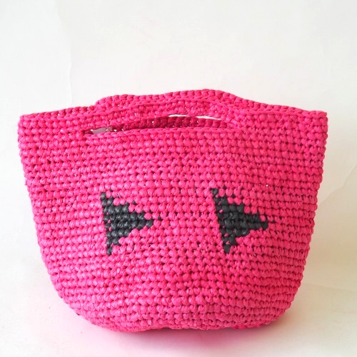 プラスチックかぎ編みバッグ9インチ 早送り ピンクxグレー 18SS一点 @5300→4240円