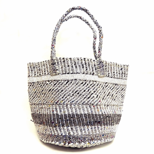 プラスチックサイザルバッグ共手10インチ スタンディングミックス シルバーx白xグレーサイザル