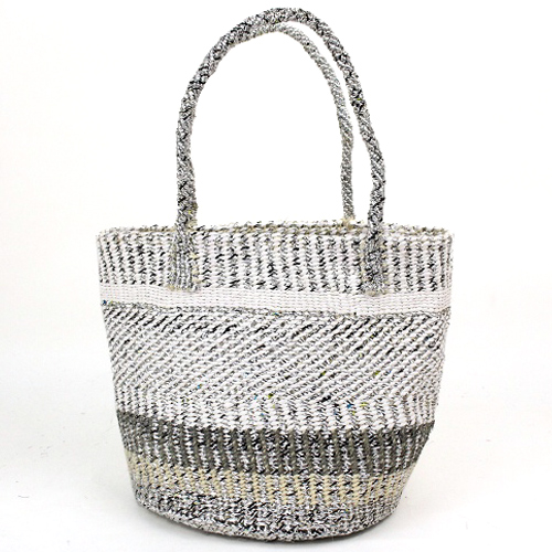 プラスチックサイザルバッグ共手10インチ スタンディングミックス シルバーx白xグレーx生成