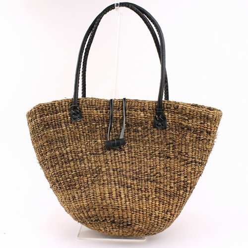 バナナバッグ手提 丸革ハンドル黒