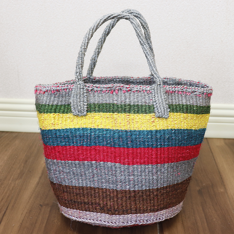 アップサイクルサイザルバッグ共手9インチ 一点物_2419