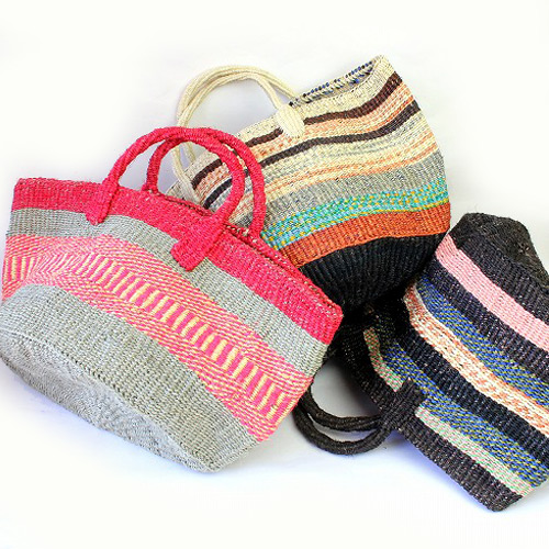 アップサイクルサイザルバッグ共手12x8 色柄アソート