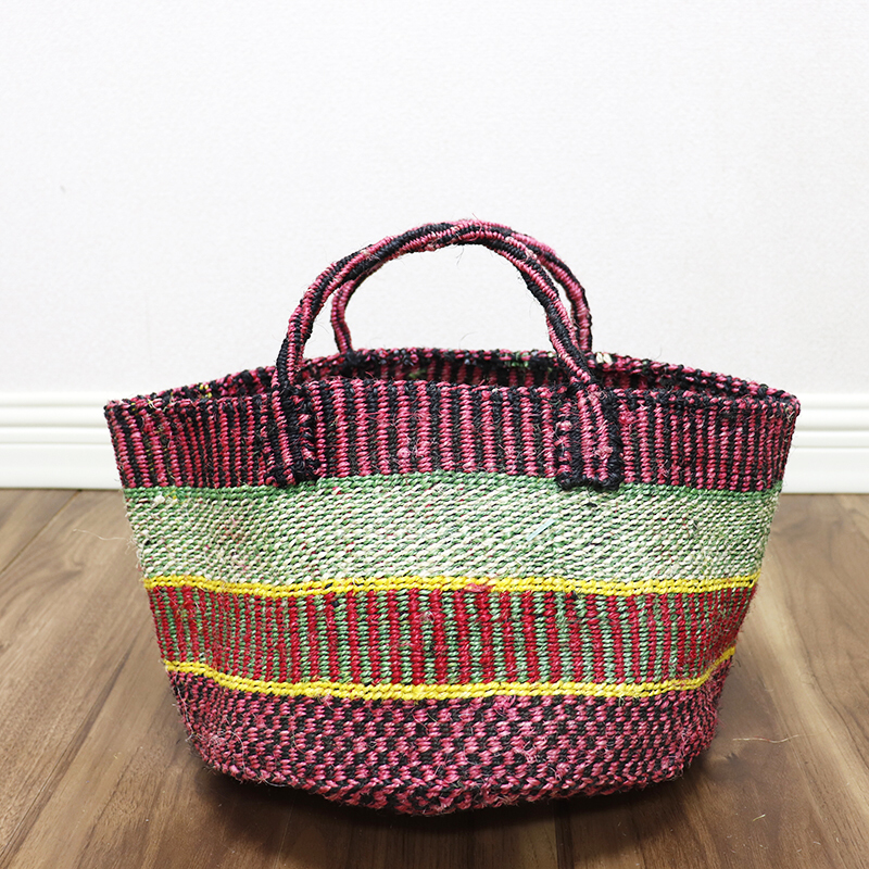 アップサイクルサイザルバッグ共手12x8 一点物_2509