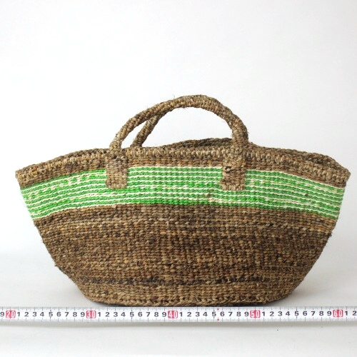 バナナゼブラバッグ12x8 生成x緑19SS一点 6500→5200円