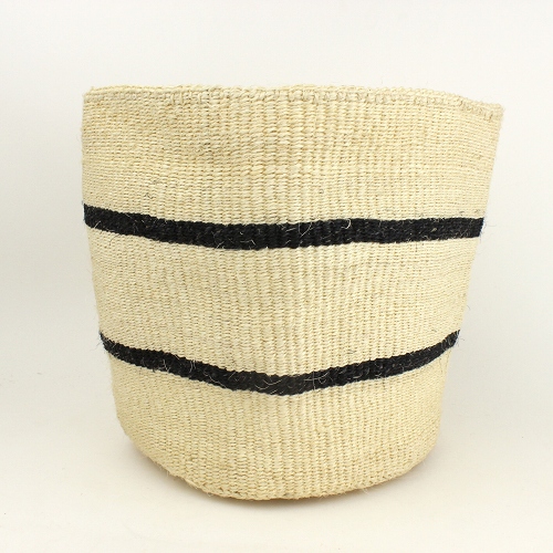 サイザルインテリアかご9x10 2ストライプ 生成x黒