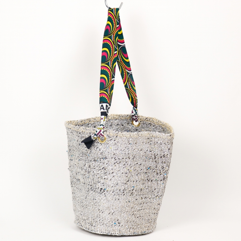 シルバーサイザルバッグ10x12 カンガ一本ハンドル