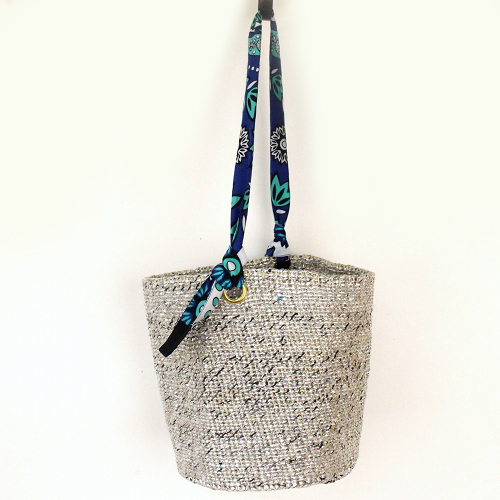 シルバーサイザルバッグ9インチ カンガ一本ハンドル