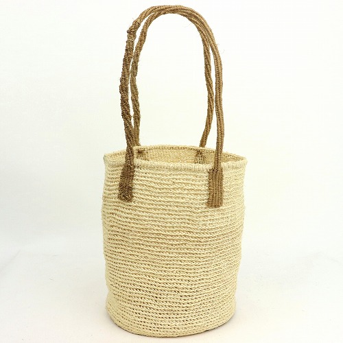 サイザルバッグ共手8x10 ムツリマ編み カーキx生成