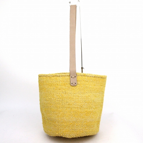 羊毛サイザルバッグ9x10 平革ワンハンドル生成 ミックス 黄