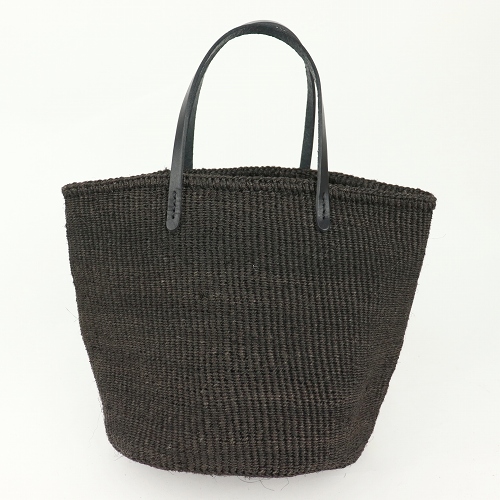 サイザルバッグ9インチ 平細革ハンドル黒一本スティッチ 黒