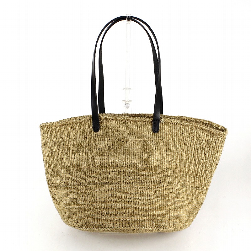 サイザルバッグ12インチ 平細革ハンドル黒 カーキ