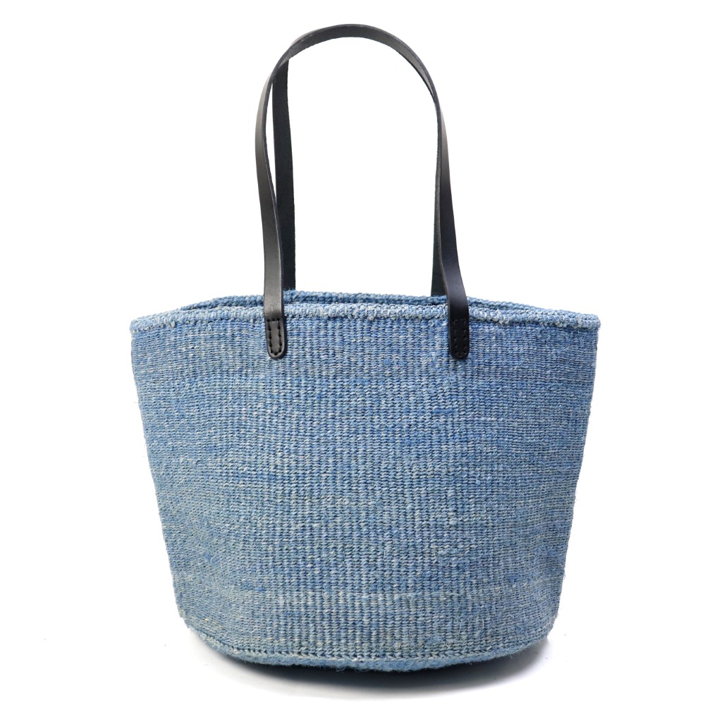 サイザルバッグ12インチ 平細革ハンドル黒 サックス