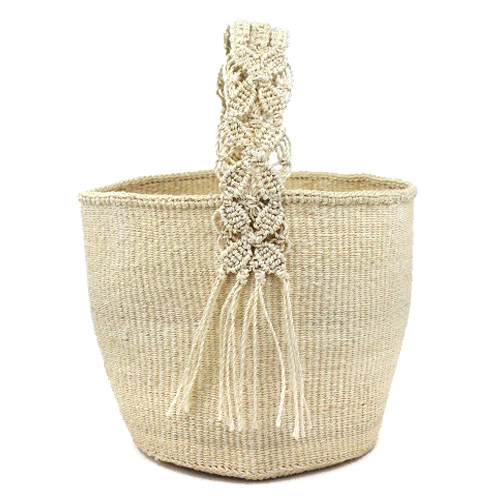 サイザルバッグ9インチ 生成 サイザルマクラメハンドル生成