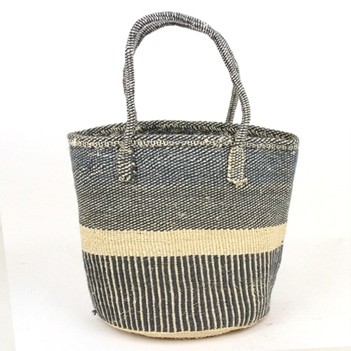 アクリルxサイザルバッグ10インチ共手 スタンディング中帯ミックス 生成xグレー