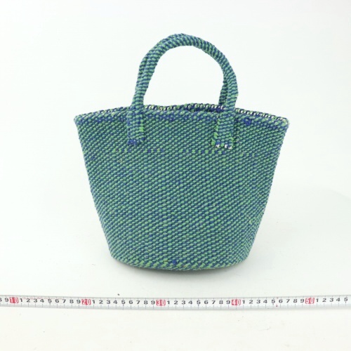 オーガニックコットンサイザルバッグ9インチ共手 ミックス 緑xサックス 20SS一点 @8800→7040円