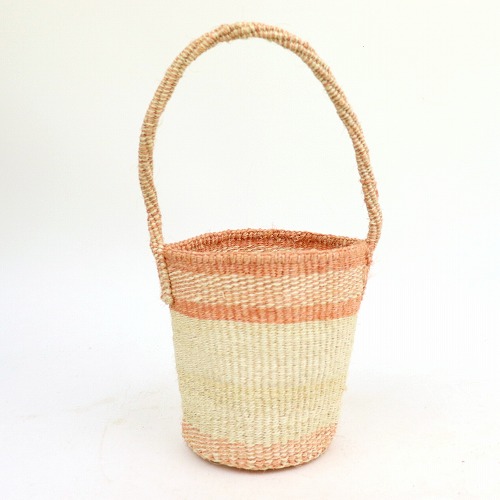 サイザルバッグ5x7 サイザルワンハンドル ミックスストレート サーモンピンク