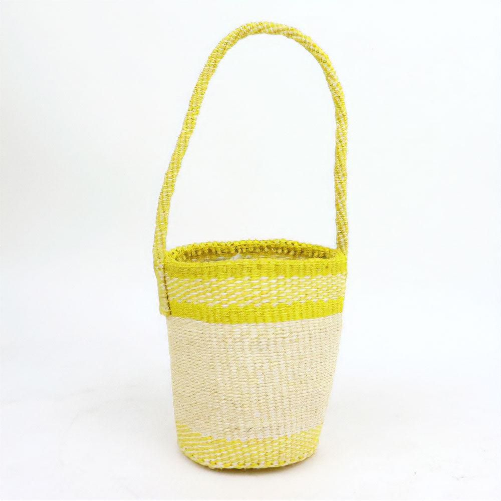 サイザルバッグ5x7 サイザルワンハンドル ミックスストレート 黄