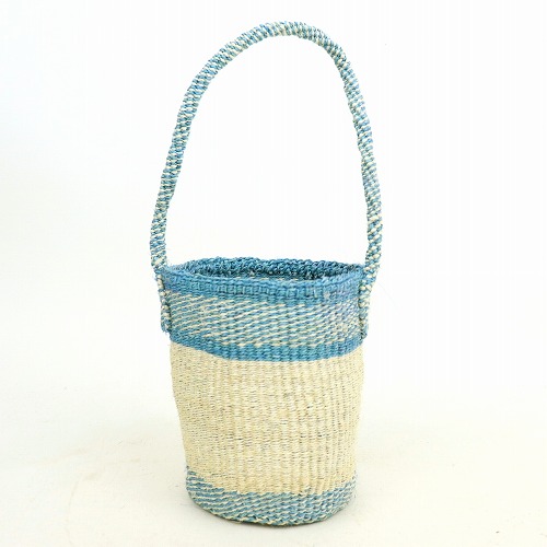 サイザルバッグ5x7 サイザルワンハンドル ミックスストレート サックス