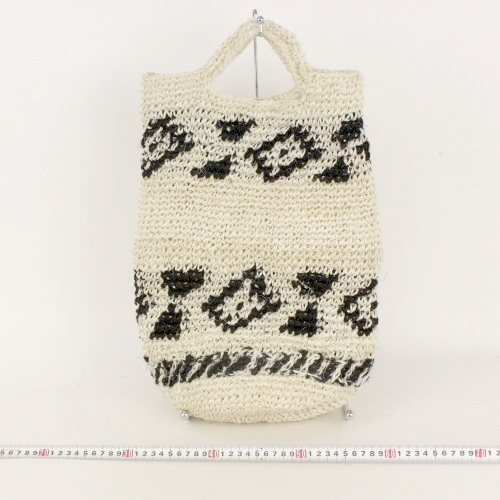 サイザルかぎ編みバッグ9x16 ボゴラン 続きハンドル 生成x黒 20SS一点 @7400→5920円