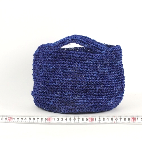 サイザルかぎ編みバッグ10x8 底平編み 濃紺 20SS一点 @5400→4320円