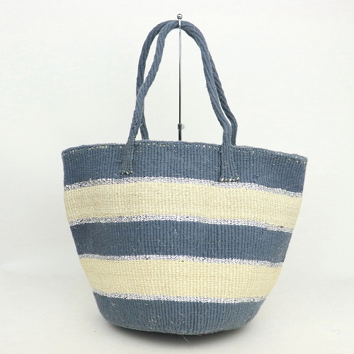 【SALE】アクリルプラスチックサイザルバッグ共手10x11 ボーダー グレーx生成xシルバー @7500→4000