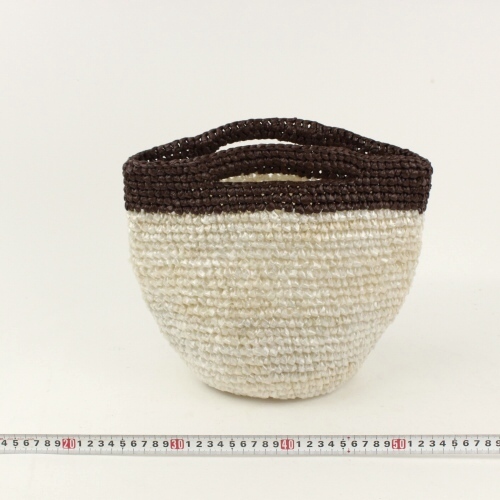 プラスチックかぎ編みバッグ丸底0x14 リム クリアx焦げ茶 20SS一点 @4800→3840円
