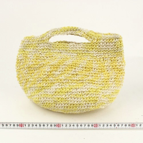 サイザルかぎ編みバッグ9インチ 絞り染め 黄 20SS一点 @5400→4320円