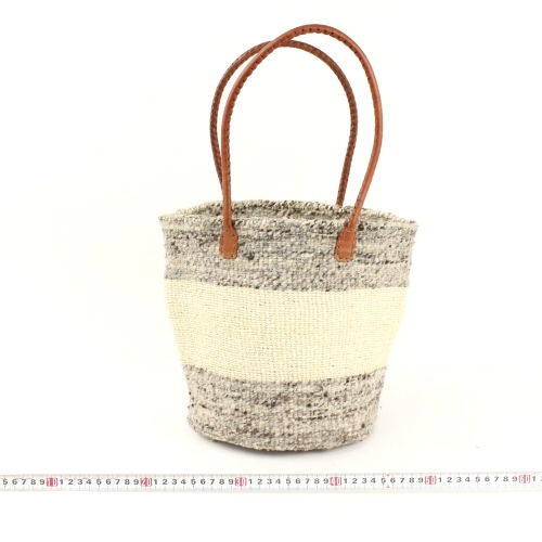 羊毛サイザルバッグ10インチ 丸革ハンドル茶 ワンボーダー 生成 20SS一点 @8800→7040円