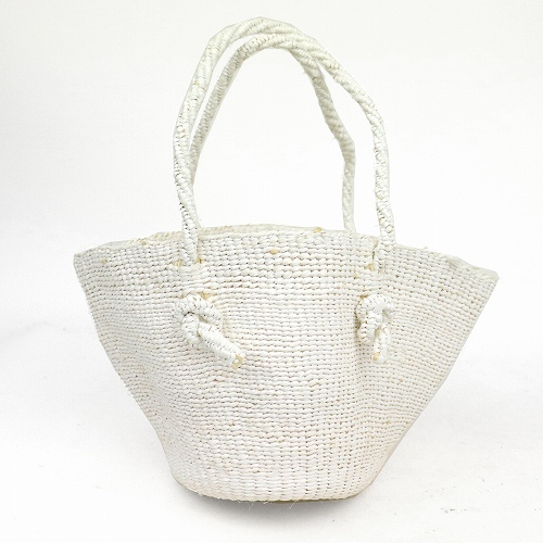 プラスチックサイザルバッグ丸底0x11 幅広口 ハンドル丸外ノット 白