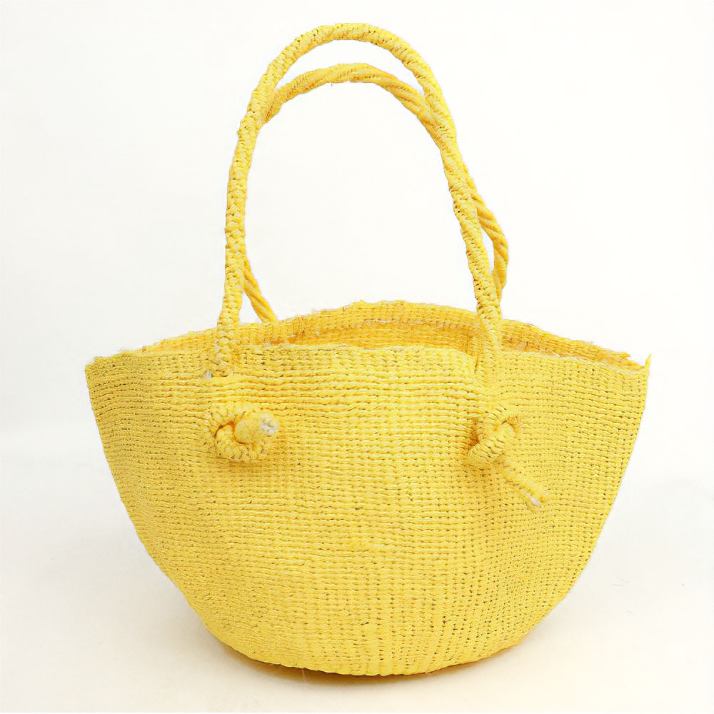 【SALE】プラスチックサイザルバッグ丸底0x11 幅広口 ハンドル丸外ノット クリーム @5800→4000