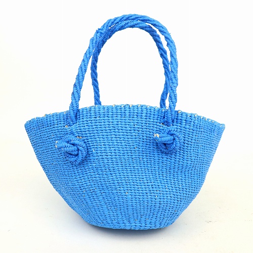 プラスチックサイザルバッグ丸底0x11 幅広口 ハンドル丸外ノット サックス