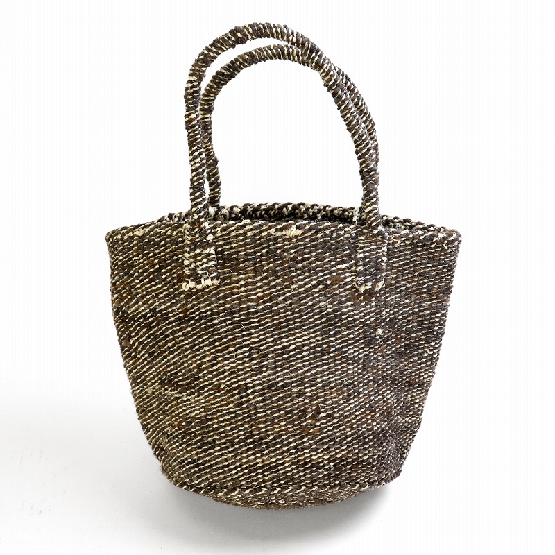 羊毛サイザルバッグ9インチ ミックス ハンドル焦げ茶