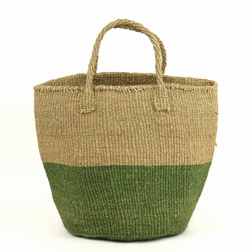 サイザルバッグ共手11x13 ツートーン ダークグリーンxカーキ
