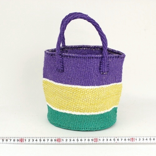 プラスチックサイザルバッグ共手9インチ ミックスボーダー 緑x黄x紫 20SS一点 @6000→4800円